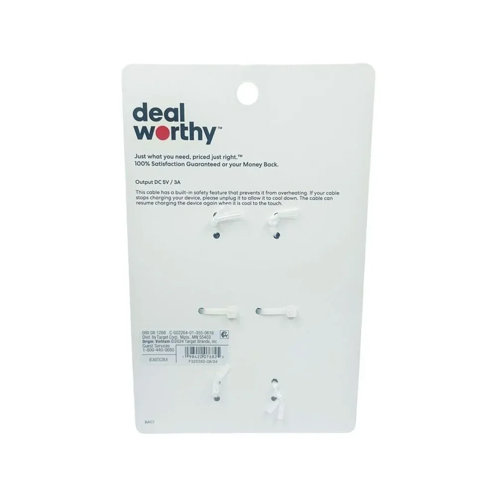 Deal Worthy 2-Pack Charging Cables - USB-A to USB-C - 3 ft